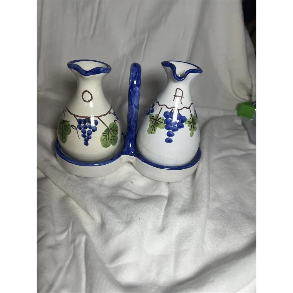 Hand Painted Italian Ceramic Oil & Vinegar‎ Cruet Set Ceramiche Giovanni Vietri